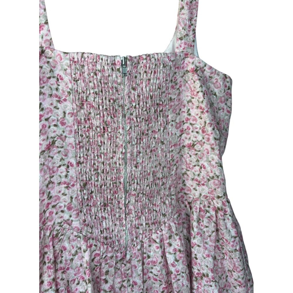 Reformation Daria Print Linen Mini Dress in Pink Combo, Size 6 - Picture 11 of 12